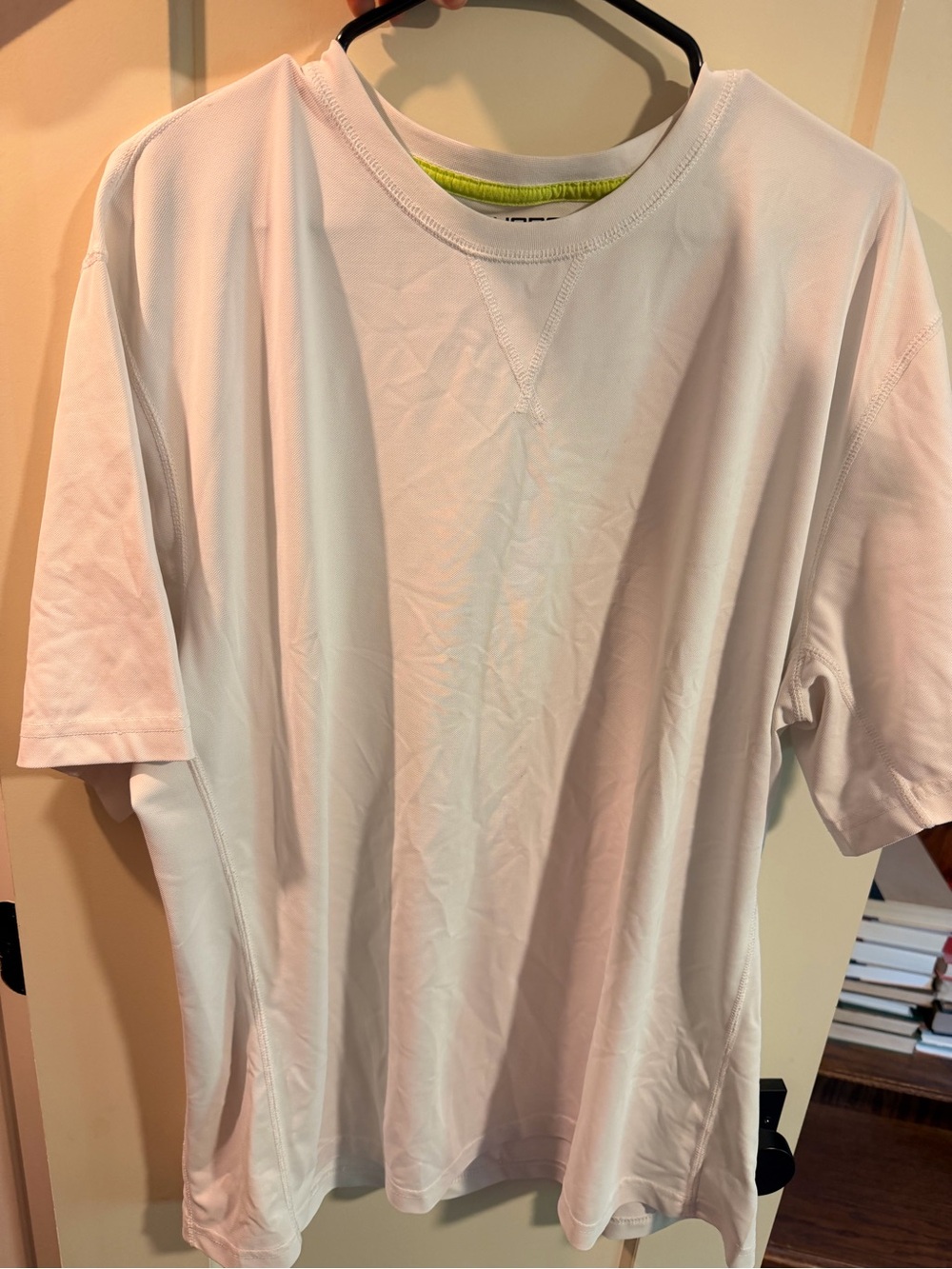 Chaps White Short-Sleeve Performance Tee with Lime Trim